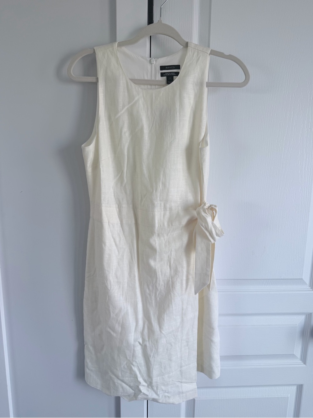 RW & Co. Cream Sleeveless Linen Dress with Side Tie